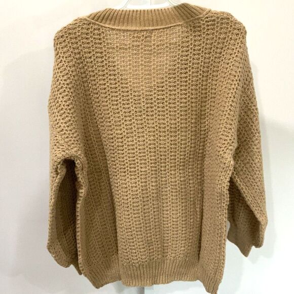 NWT!! Tan V-Neck Balloon Sleeve Sweater By SO (Sonoma) in Medium - Picture 5 of 9